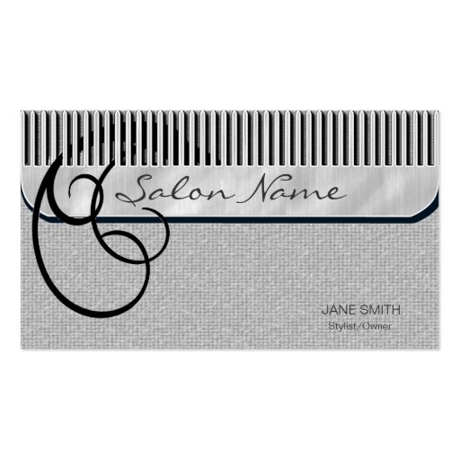 Comb and Curls Silver Business Card (front side)