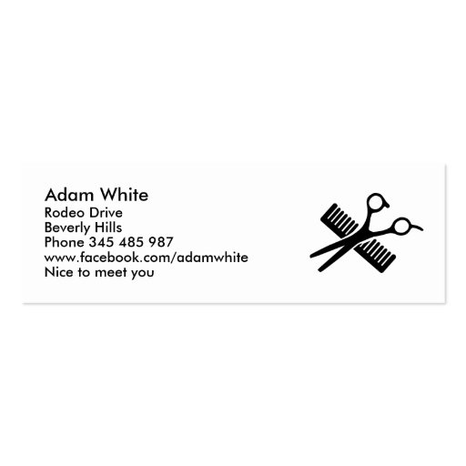 Comb & Scissors Business Card (front side)