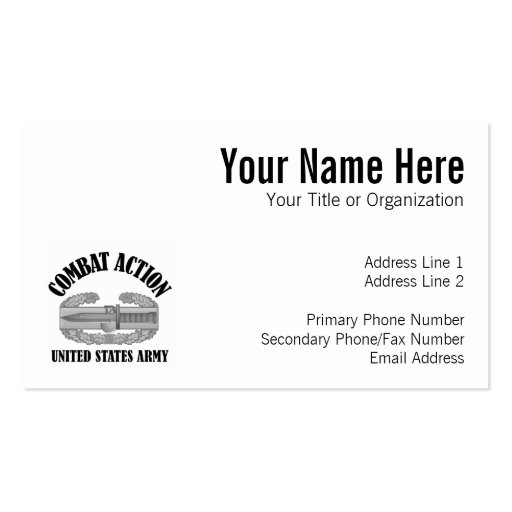 Combat Action Badge Business Card Templates (front side)