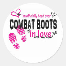 Combat Boot Love Round Stickers