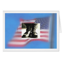 Combat boots, US Flag, Military Graduation Card