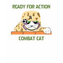 COMBAT CAT, READY FOR ACTION t-shirts