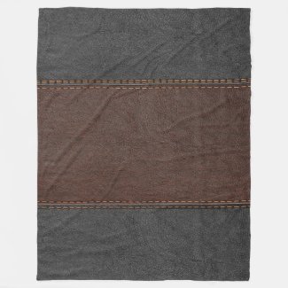 Combination Of Brown And Black Leather Fleece Blanket
