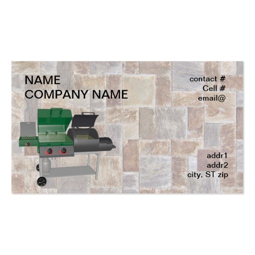combo smoker bbq grill business card templates (front side)