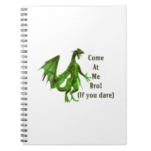 come at me bro dragon green spiral note book