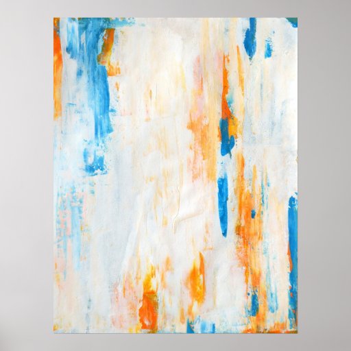 Closer' Teal and Orange Abstract Art Poster Zazzle