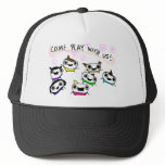 "Come play with us" hats