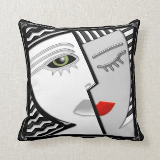 Come Together - Black, White and Red Throw Pillow