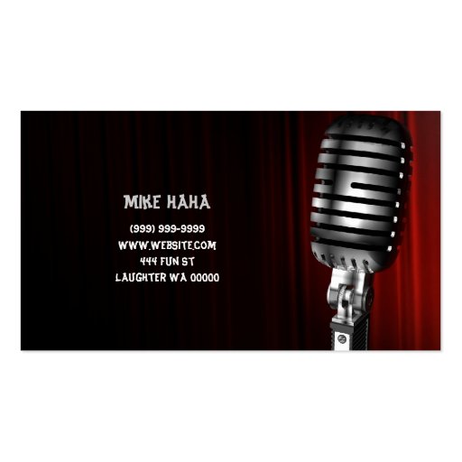 Comedian Entertainment Performer Comedy Theater Business Cards (back side)