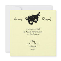 Comedy and Tragedy Black Masks Invitation