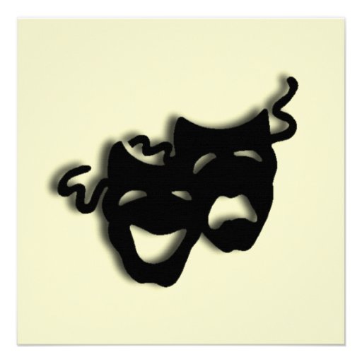 Comedy and Tragedy Black Masks Invitation