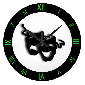 Comedy and Tragedy Cool Green Theater Wall Clock