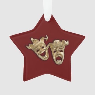 Comedy and Tragedy Theater Masks Maroon