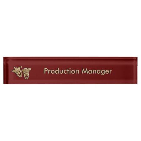 Comedy and Tragedy Theater Masks Maroon Desk Nameplates