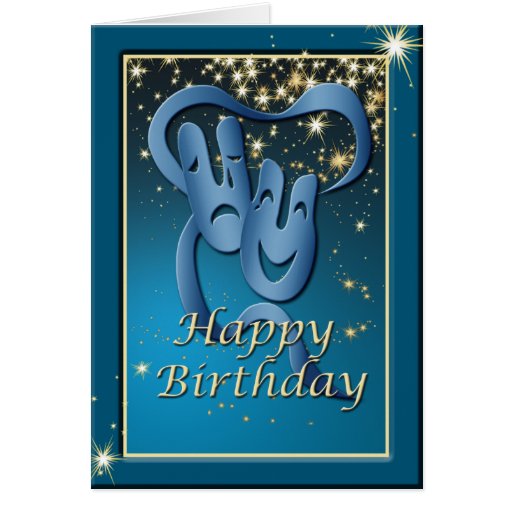 Comedy Tragedy Blue Theatre Mask Birthday Card Zazzle