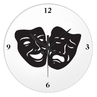 Comedy Tragedy Drama Theatre Masks Wall Clock