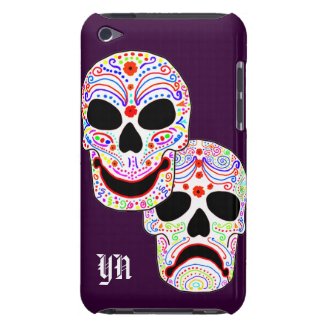 Comedy-Tragedy Halloween DOTD Skulls monogram Barely There iPod Covers