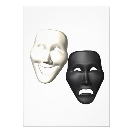 Comedy Tragedy Masks Personalized Invitation