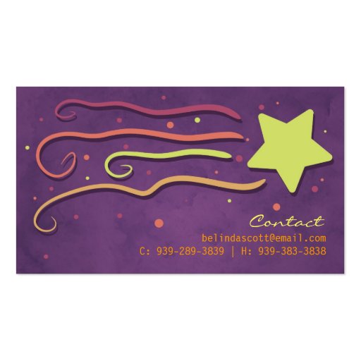 Comet Personal Mommy Calling Business Card (back side)