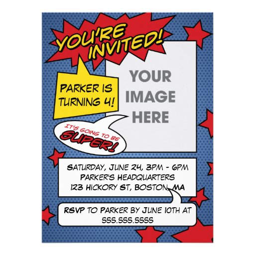 Comic Book Birthday Invitation