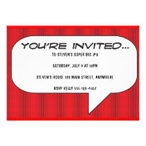 Comic book call-out invitation invitations