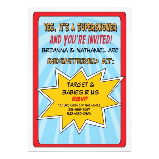 Comic Book Couples Baby Shower Invitations