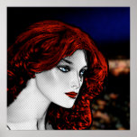 Comic Book Style Redhead Poster