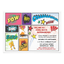 Comic Book Superhero Boys Birthday Party Invite