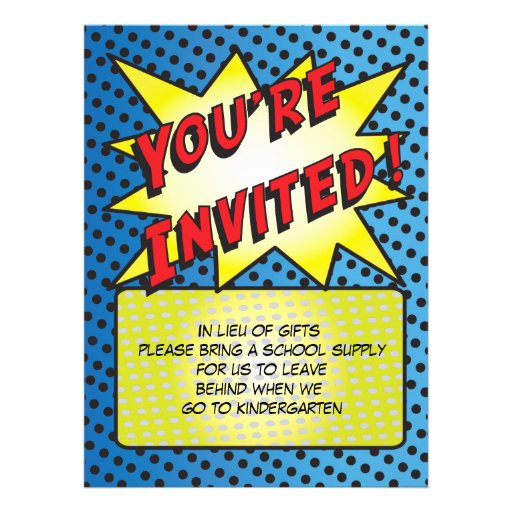 Comic Book Superhero Photo Insert Birthday Party Custom Invitations
