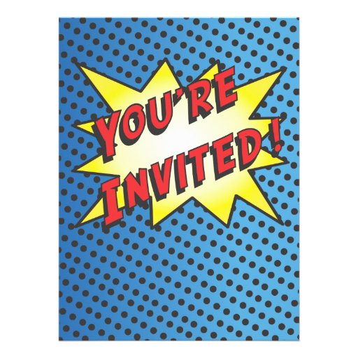 Comic Book Superhero Photo Insert Birthday Party Custom Invitation