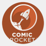 Comic Rocket Logo- Dark Round Stickers