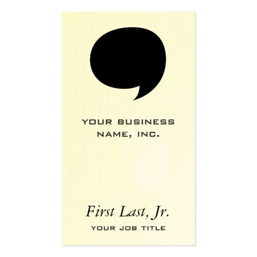Comic Speech Bubble Business Card Template (front side)