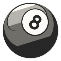 Comic Style 8 Ball Round Sticker