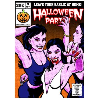 Comic Style Halloween Party Invitation invitation