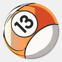 Comic Style Number 13 Billards Ball Stickers