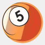 Comic Style Number 5 Billiards Ball Sticker