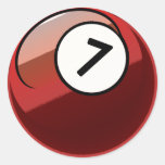 Comic Style Number 7 Billiards Ball Round Stickers