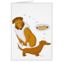 Comical Collie and Dachshund Card