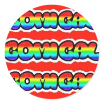 Comical red logo sticker
