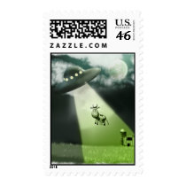 Comical UFO Cow Abduction Postage