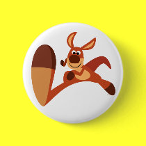 "Kommend!!" Nettes Karikatur-Känguru-Knopf-Abzeich buttons