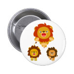 'Coming!!" Three Cute Cartoon Lions Button Badge
