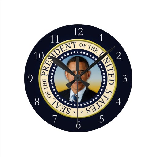 Commemorative 45th President Barack Obama Round Clock Zazzle
