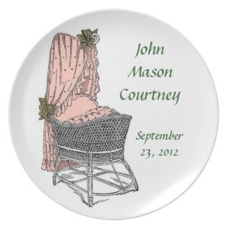 Commemorative New Baby Peach Sage Plate