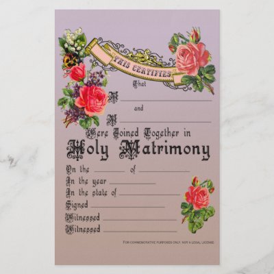 Commemorative Wedding License Personalized Stationery