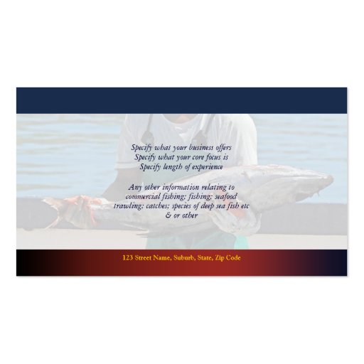 Commercial fishing harbor tuna CUSTOMIZE Business Card Templates (back side)