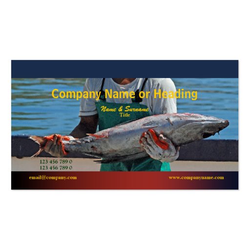Commercial fishing harbor tuna CUSTOMIZE Business Card Templates (front side)