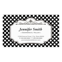 Commercial Teller - Black Polka Dots Business Card Templates