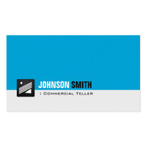 Commercial Teller - Personal Aqua Blue Business Card Templates