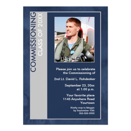 Commissioning Class of Photo Invitation (Blue) (front side)